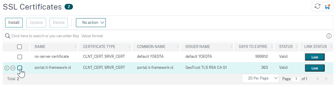 Certificate installed