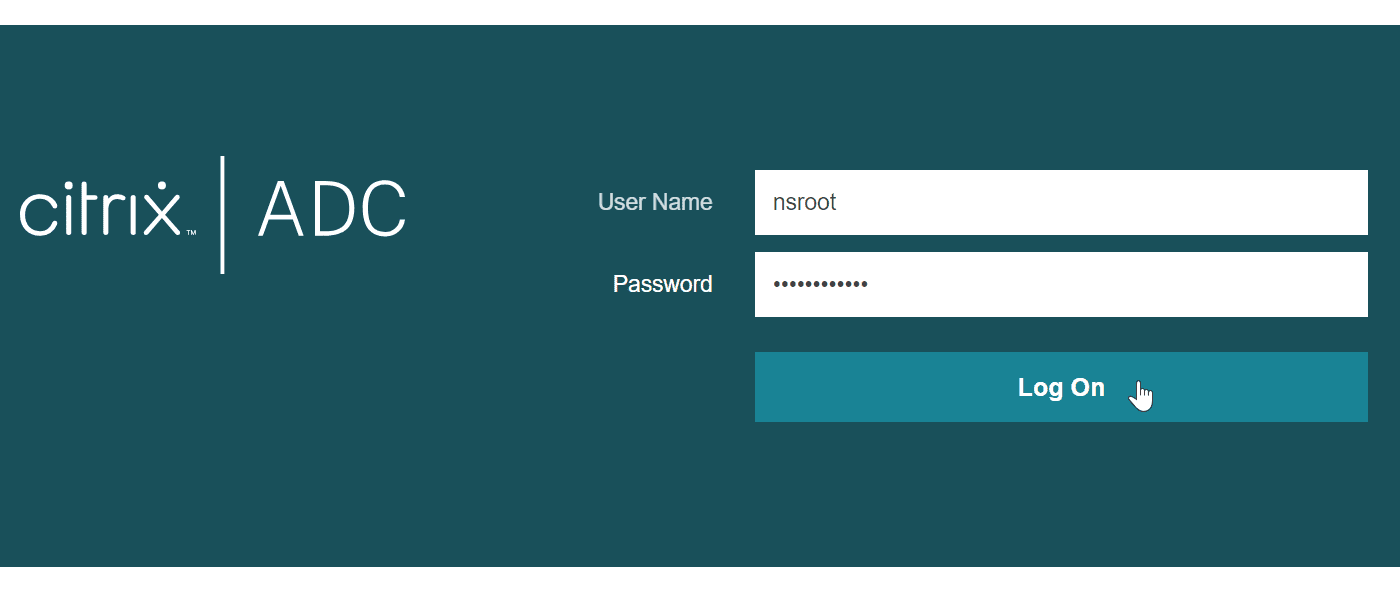 Log in the NetScaler